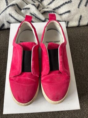 Pierre Hardy Hot Pink Suede Slider Slip-On Sneakers Sz 36/US 6